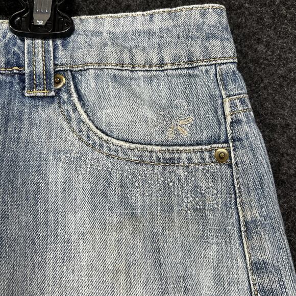 Vintage 2000s Y2K Low Rise Denim Micro Mini Skirt Embroidered Retro Festival 34" - Picture 4 of 9